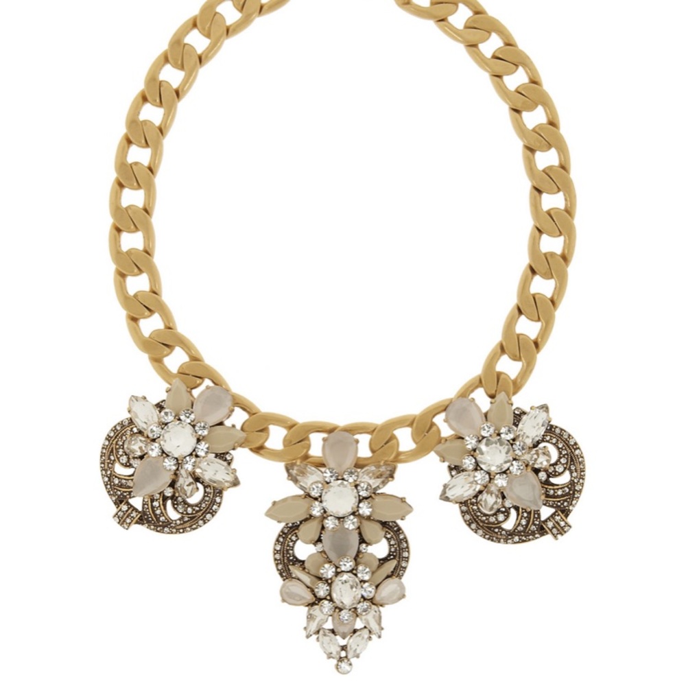 NWT authentic preppy luxury J. Crew art deco Crystal Statement Necklace